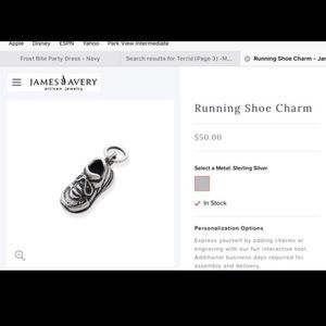 JAMES AVERY STERLING RUNNING SHOE CHARM